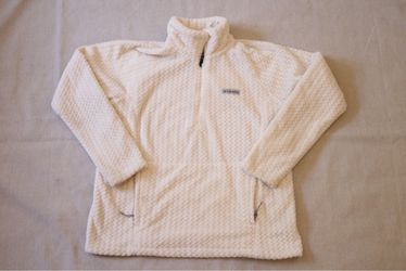 Columbia Fire Side Women's L Sherpa Fleece 1/4 Zip Pullover Ivory Sweater Jacket