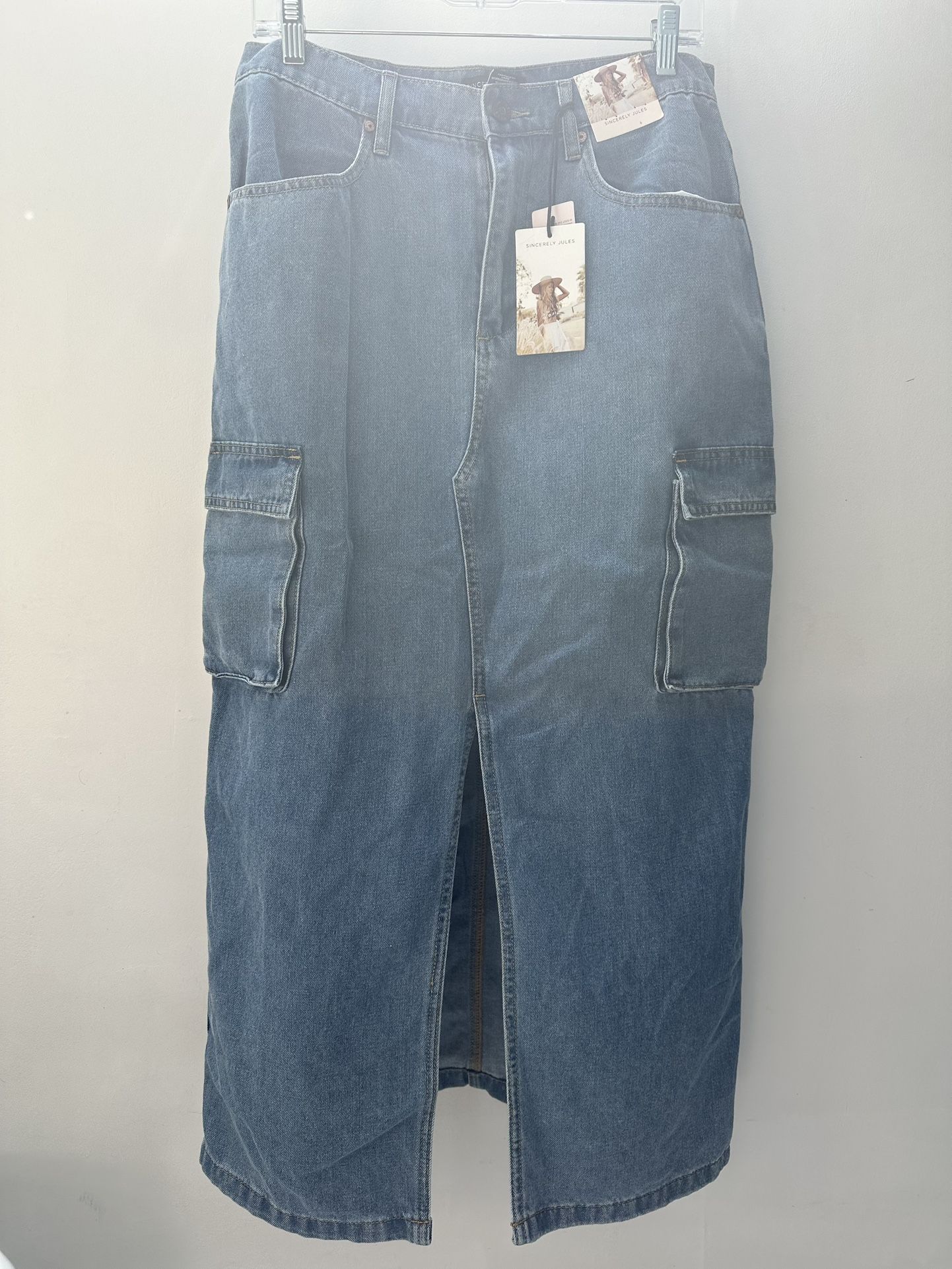 Sincerely Jules Denim Long Maxi Blue Jean Split Skirt Women’s Size 11/29 **NEW w/ Tags