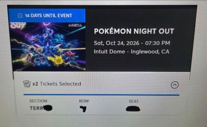 2 tickets to pokemon night out intuit dome marshmello