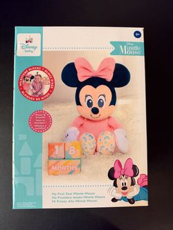 Disney Baby My First Year Minnie Mouse and Milestone Blocks 11.75" Plush Toy New