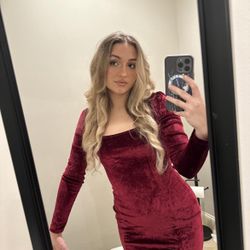 Women Medium Burgundy Long sleeve Dress 