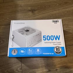 white 500W PowerSpec power supply