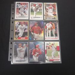 Lot Of 9 Shohei Ohtani Ohtani Baseball Cards (Angels & Dodgers)