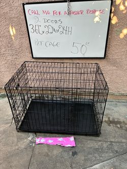 Black Wire Pet Crate 36x22x24 Two Doors