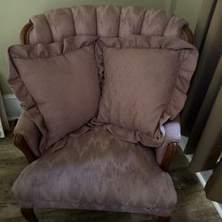 Old Wing Chair In A Rose Pink Color 