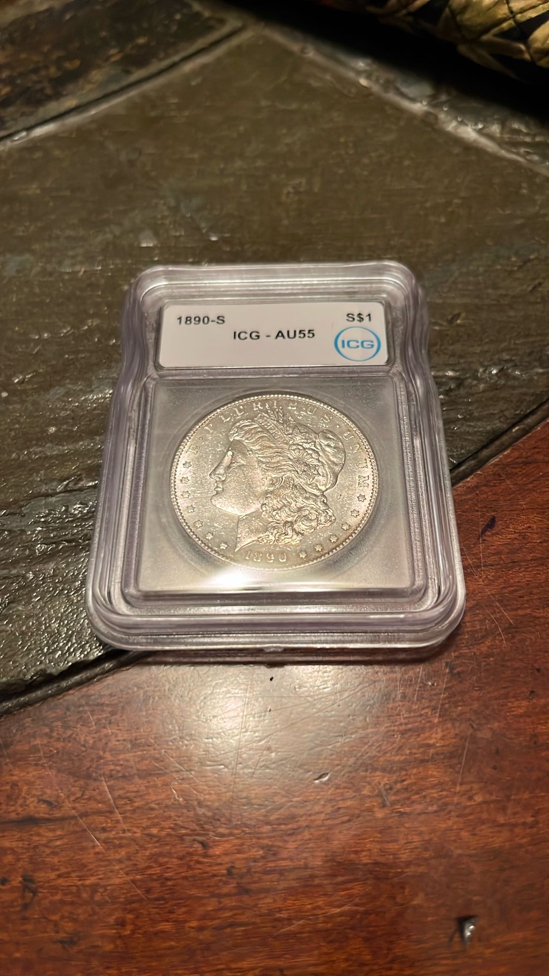 1890-S Morgan Silver Dollar Graded AU55!