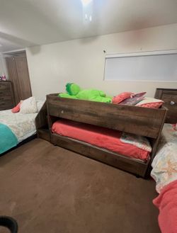 Twin over twin bunk bed with storage stairs