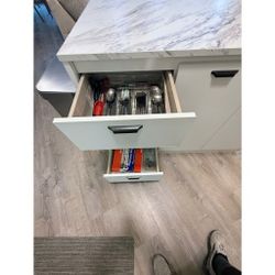 White Kitchen Island with Marble Countertop
