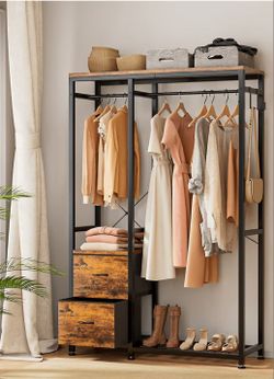Freestanding Clothing Rack / Closet Organizer with Drawers