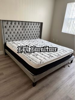 KING BED FRAME WITH MATTRESS