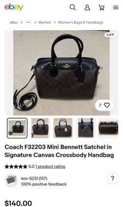 Coach Mini Bennett Satchel in Signature Canvas Crossbody Handbag