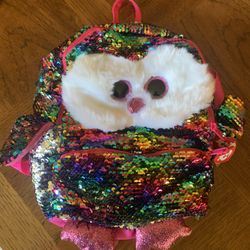 Kids backpack owl sequins 