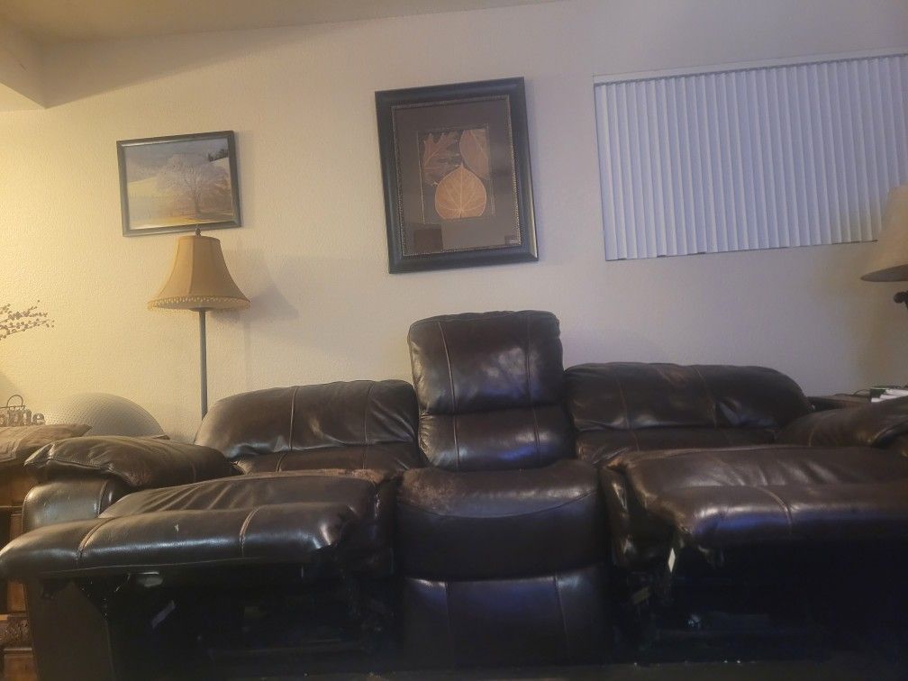 Leather Sofa With Electric Recliners