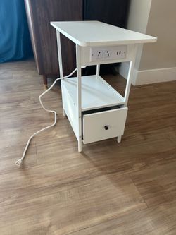 Narrow Side Table with Drawer and USB Ports & Power Outlets