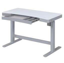 Twin Star Home 47" Ashford™ Adjustable Height Desk, Light Silver