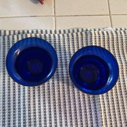 Blue Glass Candle Holders 