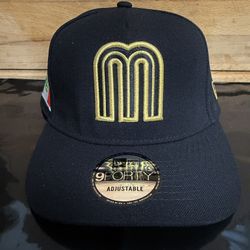 New Era 9FORTY Mexico “M” Black & Gold Hat – Rare / Heritage Style