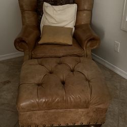 Leather Chair Ottoman 