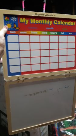 My monthly calendar magnet and dry erase board