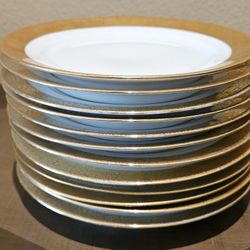7 5/8"Vtg 18k Gold Edge Desert Dishes Royale Bavarian Round Bone China Set of 12
