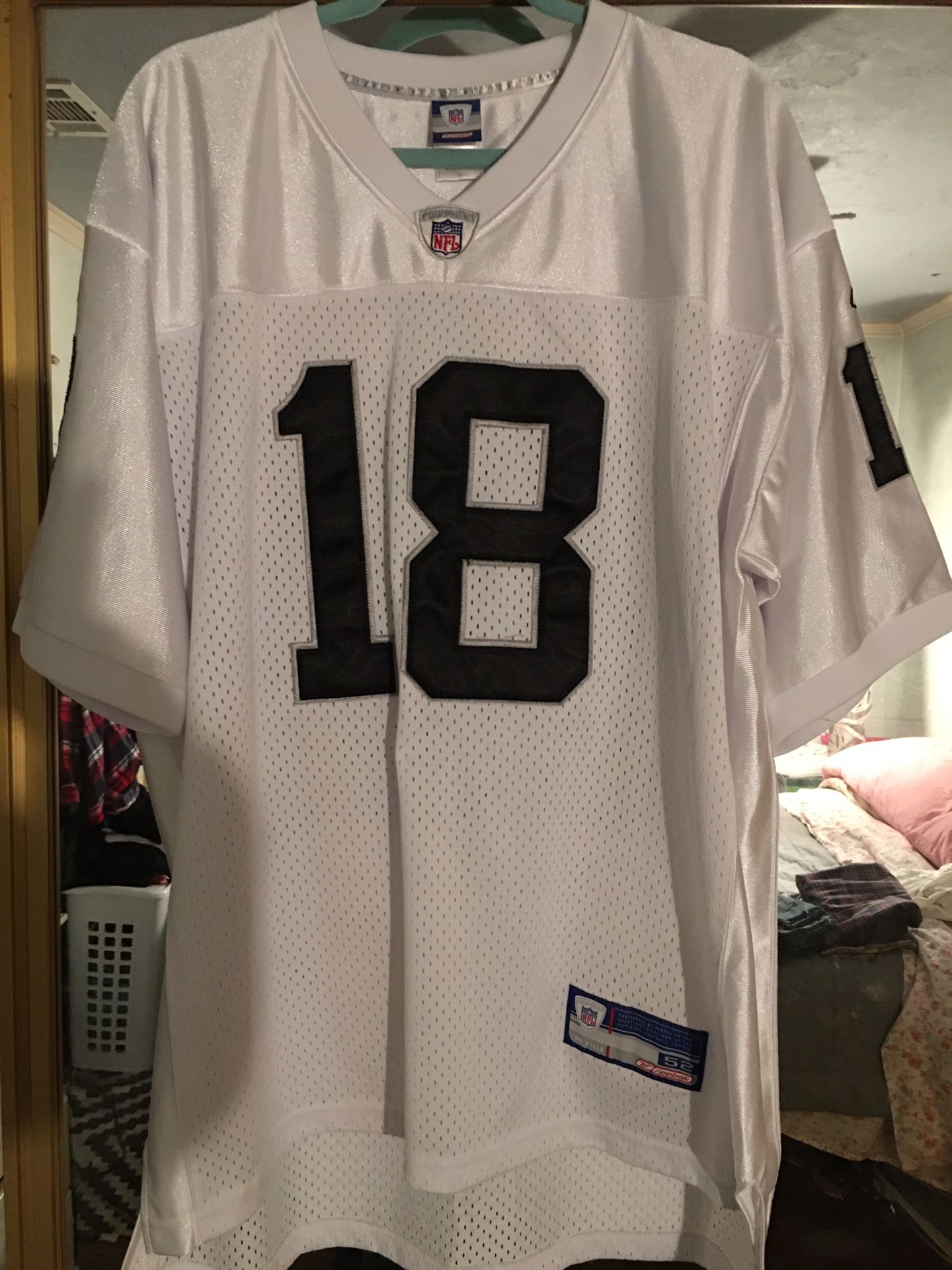 Genuine Raiders Jersey Randy Moss 18 STITCHED JERSEY SIZE 52 XXL WORN ONE TIME GIVE ME A OFFER
