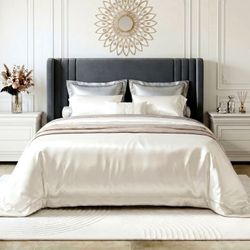 Queen Size Bed Frame, Velvet Platform Bed with Upholstered Wingback Headboard, No Box Spring Needed, Gray