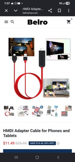 Cell phone cable to hdmi cable adapter