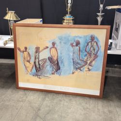 Auguste Rodin Figurative Sketch Art Print in Wood Frame