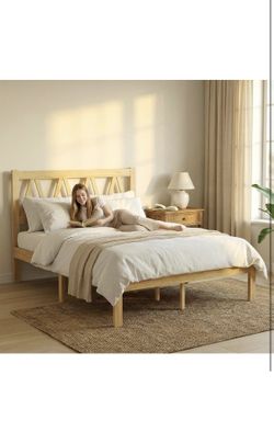 Brand new EVLIQUIL Wooden Platform Full Size Bed Frame with Headboard with Wood Slat Support. Russell/Boulder Area