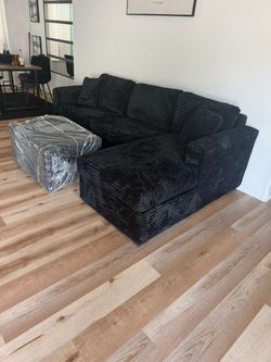 Brand New Corduroy Sectionals With Free Ottoman