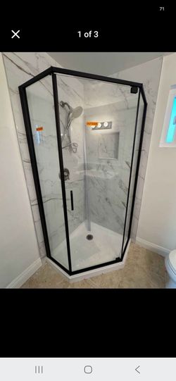 Neo-Angle Shower Enclosure G343472BN with SMC Shower Base GTA-3434CN