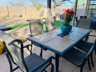 7-piece Tile Top Patio Dining Set