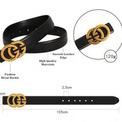 1pc Fashion Classic Metal Buckle Leather Belt For Women - Goes With Jeans & Dress