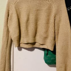 Beige Long Sleeve Sweater Great For Cold Weather 