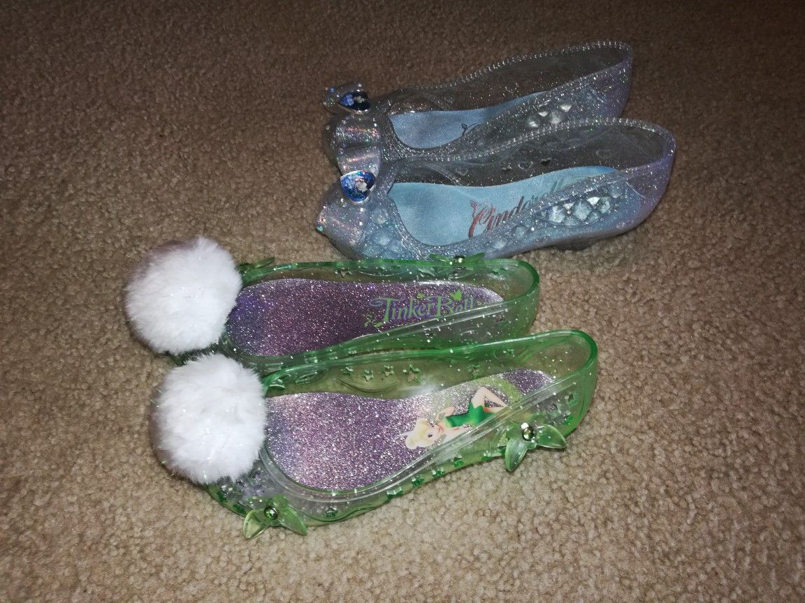 Disney Store Cinderella and Tinkerbell shoes Size 13/1