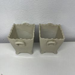 Square Ceramic Pots—Square Footed Cachepot—Plant Holder—Garden Decor (7.25”wide x 6.50”tall $8 each)