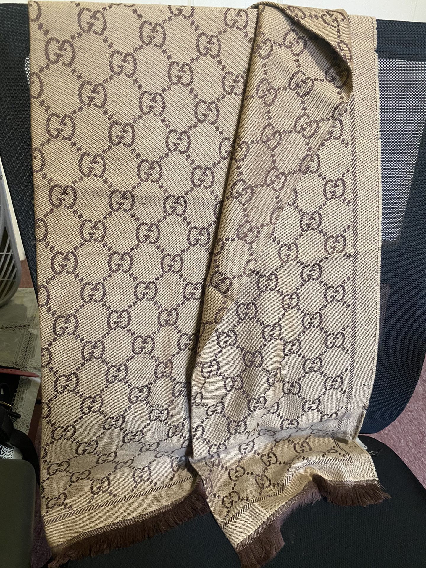 Gucci Scarf Beige & Brown Jacquard GG Scarf