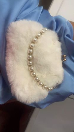 Faux fur purse cream dream