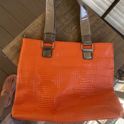 Groovy Faux Patent Orange Handbag