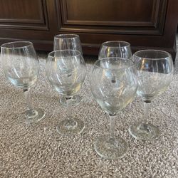 Set Of 6 Clear Wine Glasses