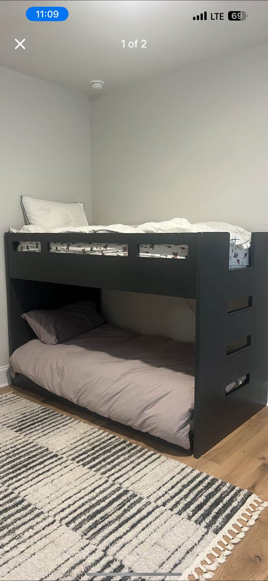 Crate And kids Bunk Bed, Charcoal Gray 