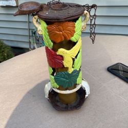 12”H 4.5” W Vintage Cast Iron Bird Feeder