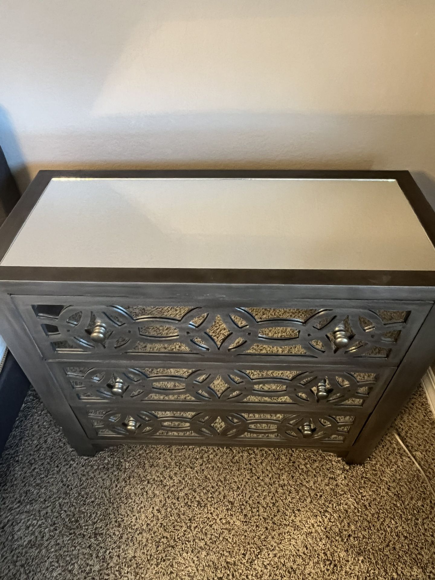Mirrored Glass And Metal Chest 