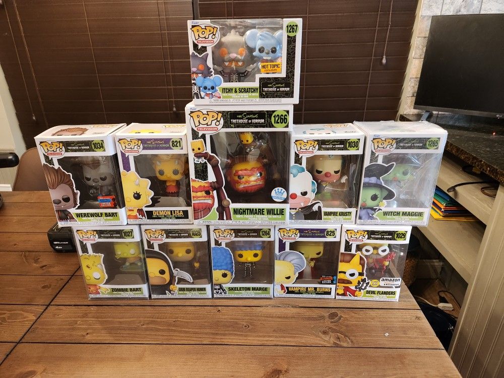 Set of 11 Simpsons Tree house of Terror funko Pops sold together as a set read description for details