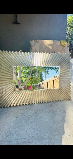 Authentic NEIMAN MARCUS Large Sunburst Mirrors – Silver Linen Fold (Pair of 2)