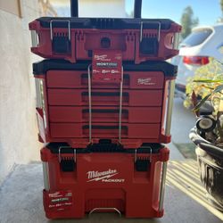 Milwaukee Packout Rolling Toolbox/ 4- Drawer Tool Box / Tool Box. (3) Piece Set