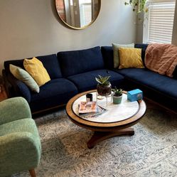 Vintage Marble And Wood Coffee Table
