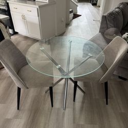 Glass table With 2 Chairs 