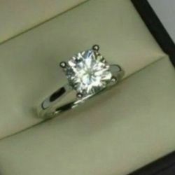 Certificate Included 3.5 Ct Cushion Cut Moissanite Hidden Halo Engagement Ring 14k White Over Silver