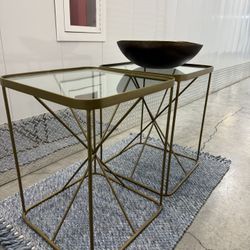 2 Brass End Tables with Glass Top -Org $369/each Now $150/each
